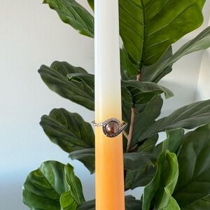 14K Gold Pearl Ring with Black and White Diamonds